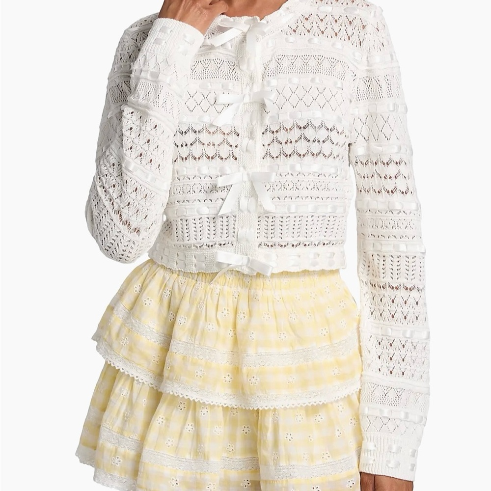LoveShackFancy Roselline Cardigan in Daylight White